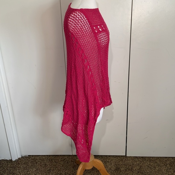 Chico's Pink Crochet Knit Poncho One Size Fits All - Picture 4 of 9